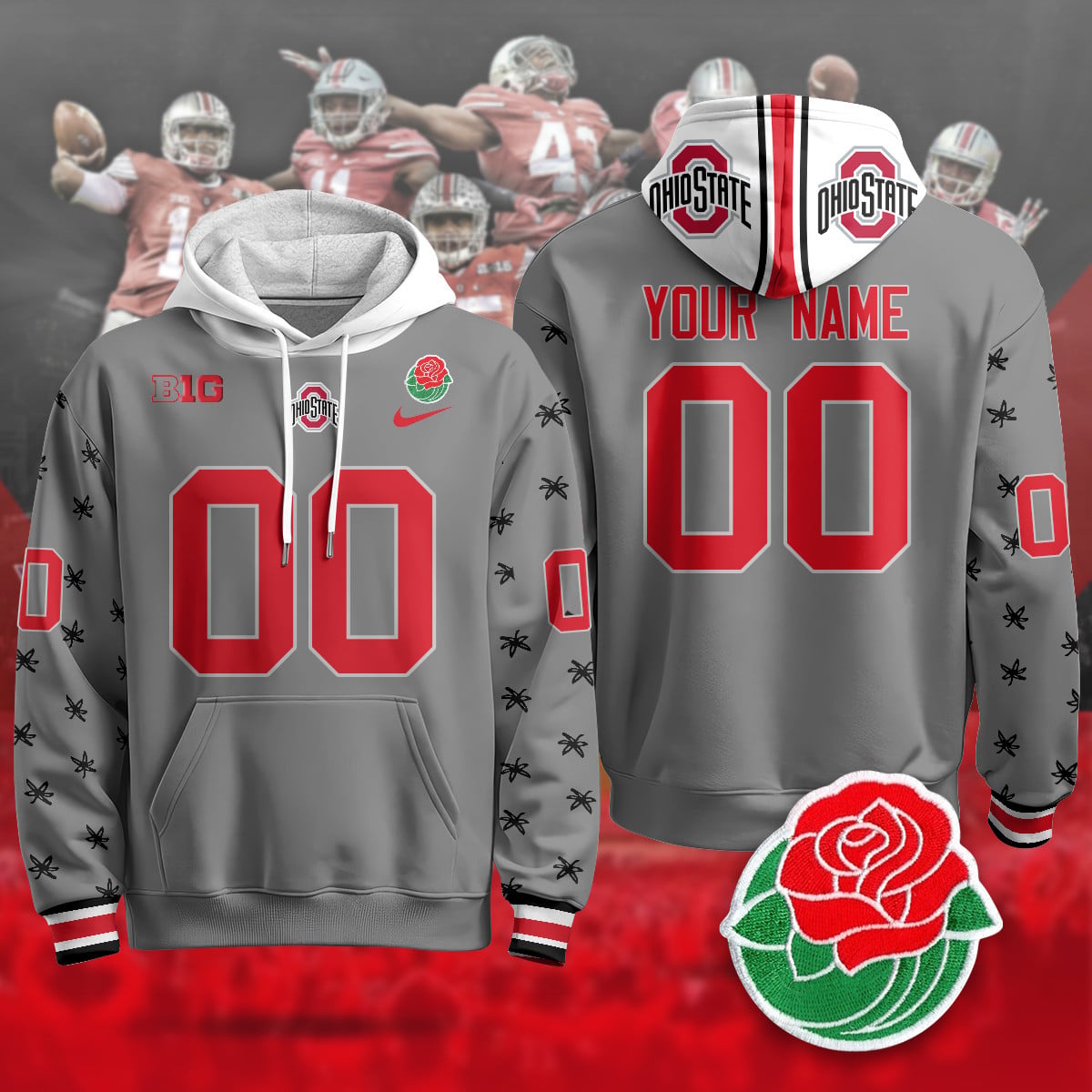 Custom Ohio State Buckeyes 2024 Rose Bowl Hoodie - All Stitched