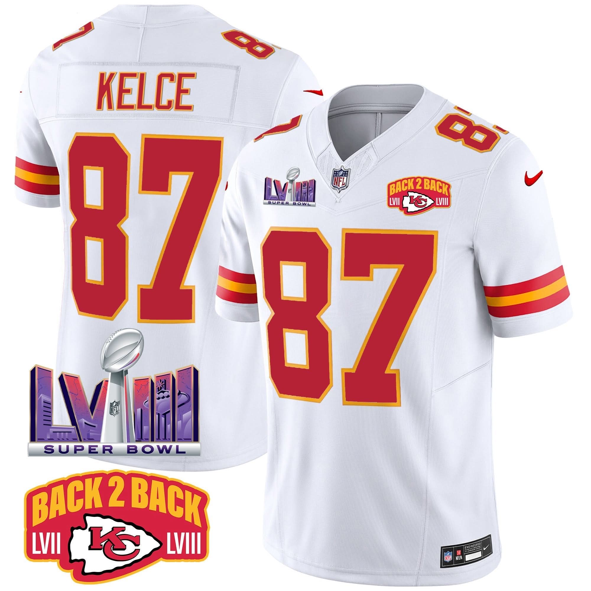 KC Super Bowl LVIII & Back 2 Back Patch Vapor Jersey
