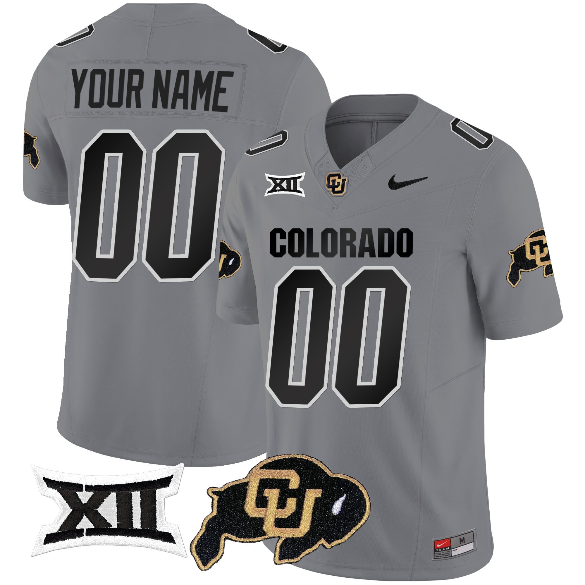 Custom Name/Gender Colorado Buffaloes Vapor Limited Jersey V2 - Big 12 XII Patch - All Stitched