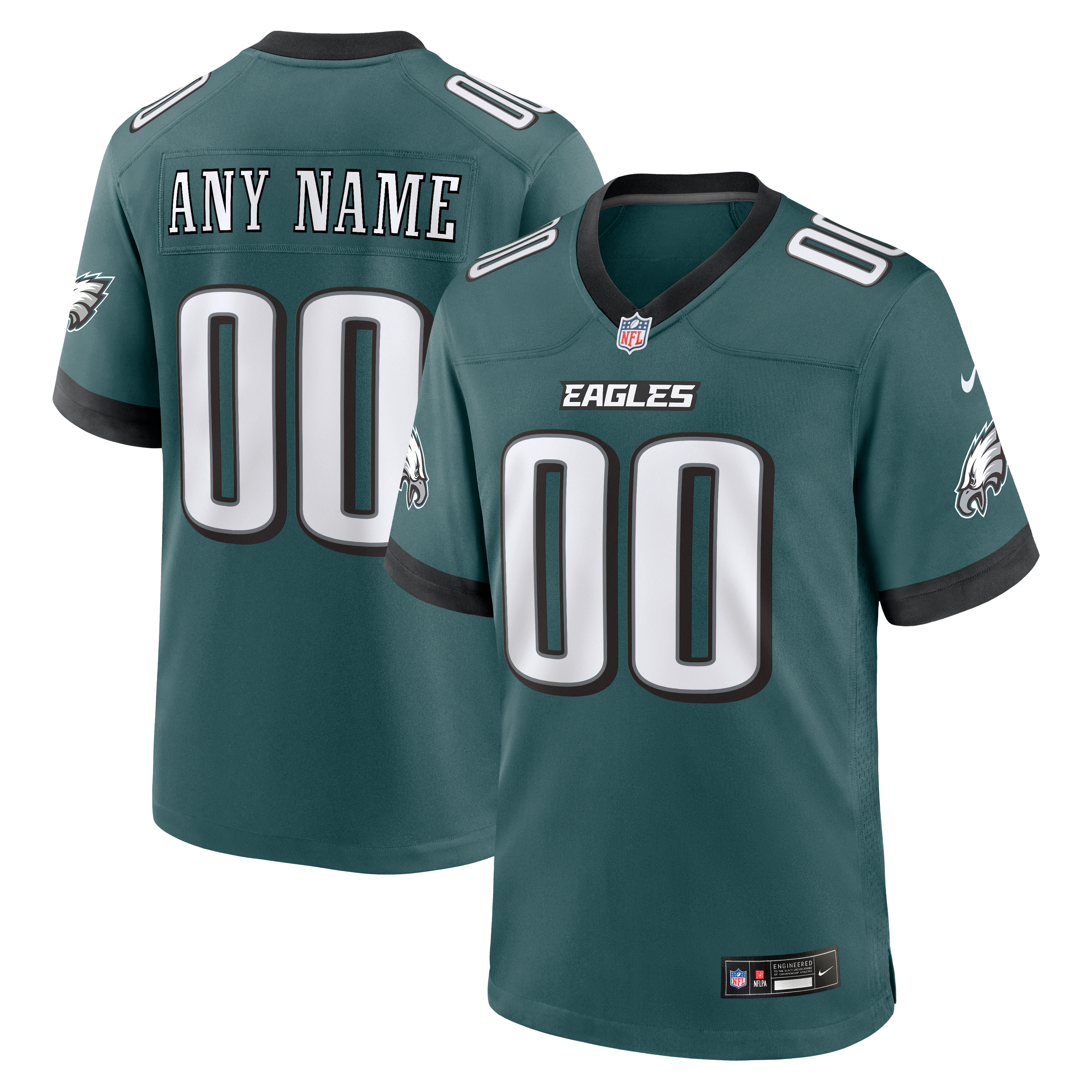 Men's Philadelphia Eagles Nike Midnight Green Team Custom Game Jersey