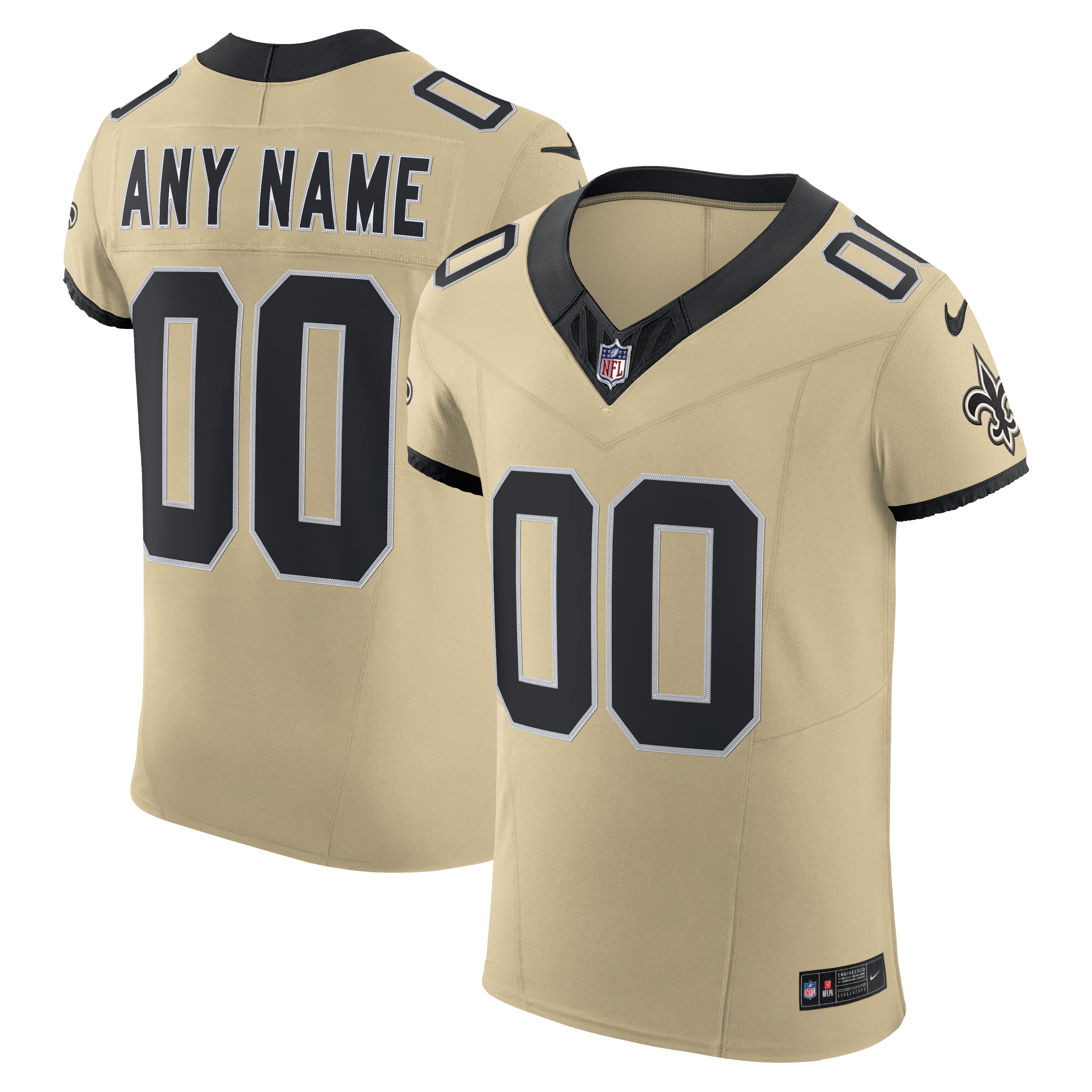 Men's New Orleans Saints Nike Gold Alternate Vapor Fuse Elite Custom Jersey