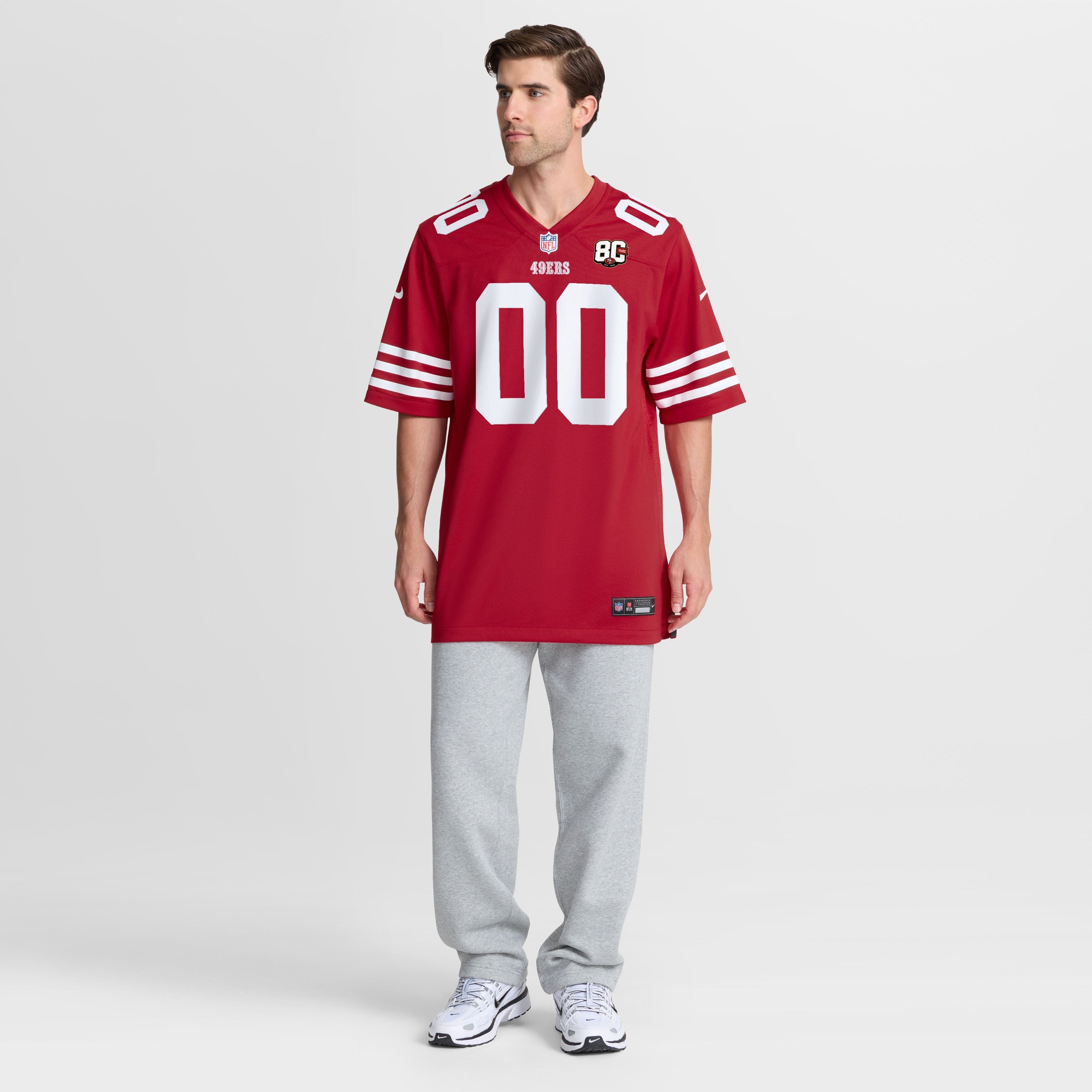 Men's San Francisco 49Ers Nike Scarlet 80Th Anniversary Custom Game Jersey