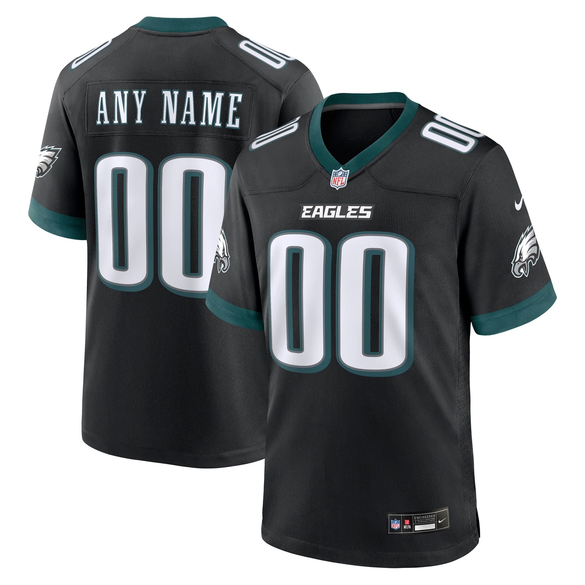 Men's Philadelphia Eagles Nike Black Alternate Custom Game Jersey