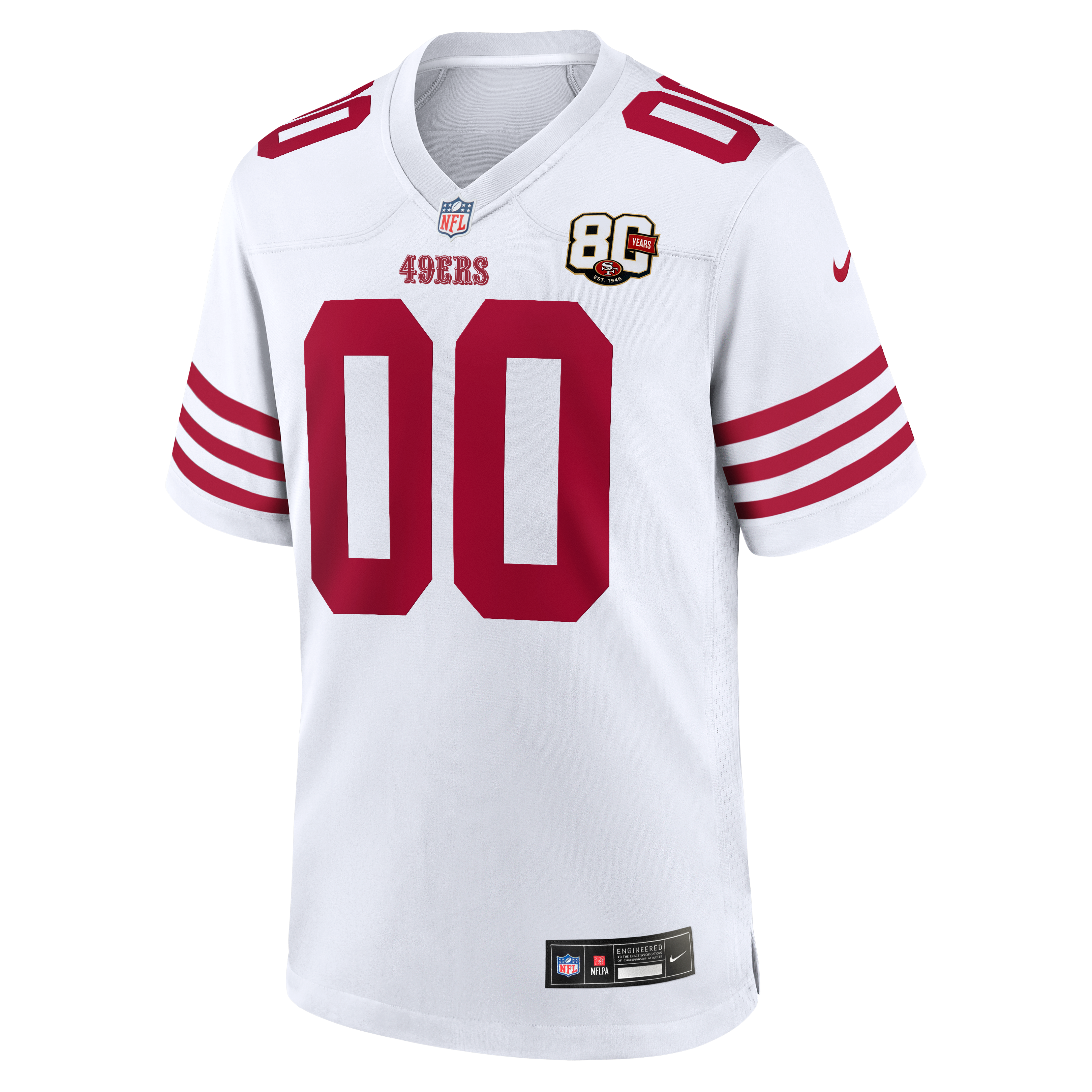 Men's San Francisco 49Ers Nike White 80Th Anniversary Custom Game Jersey