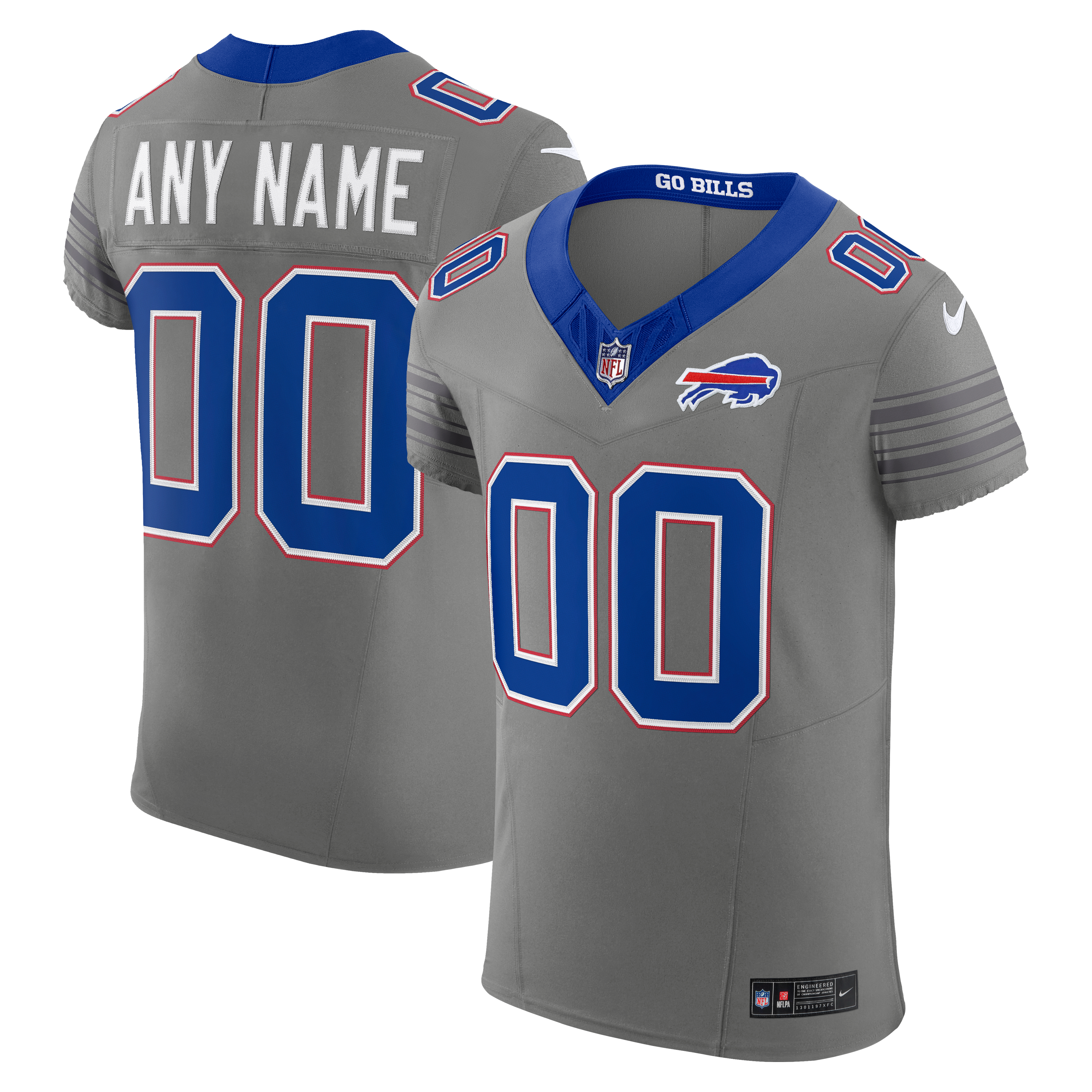Men's Buffalo Bills Nike Gray Nickel City Vapor Fuse Custom Elite Jersey