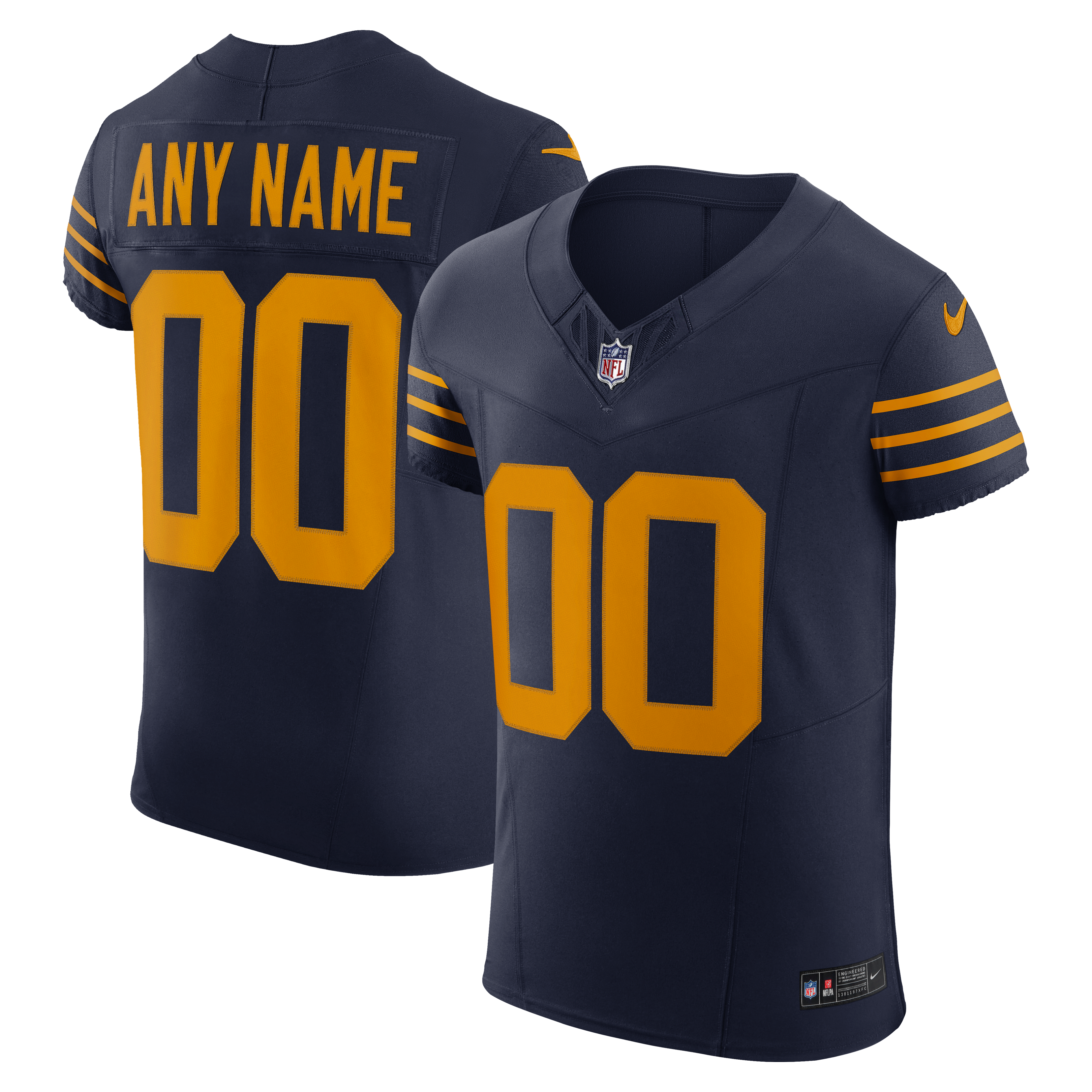 Men's Green Bay Packers Nike Navy Alternate Vapor Fuse Elite Custom Jersey