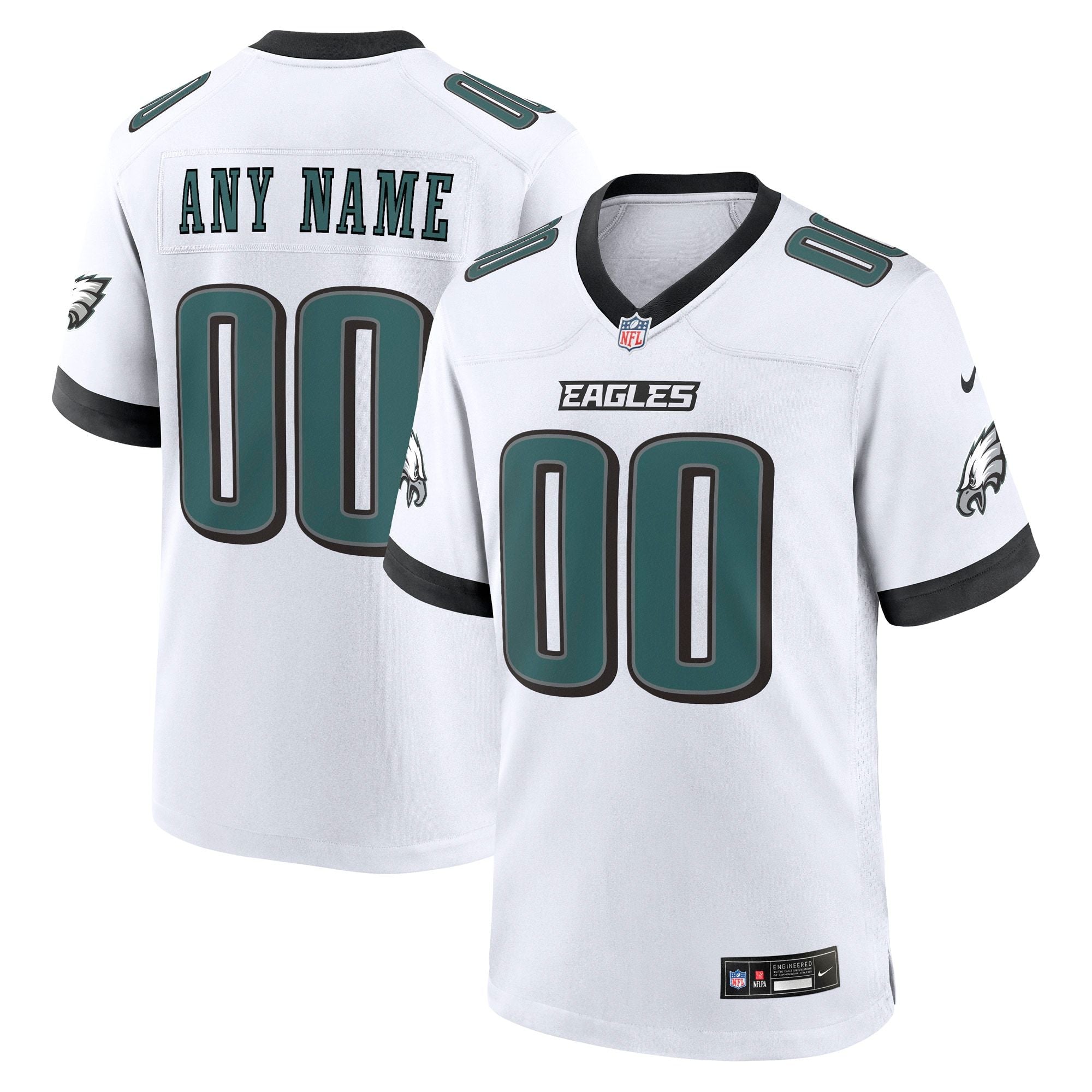 Men's Philadelphia Eagles Nike White White Custom Game Jersey