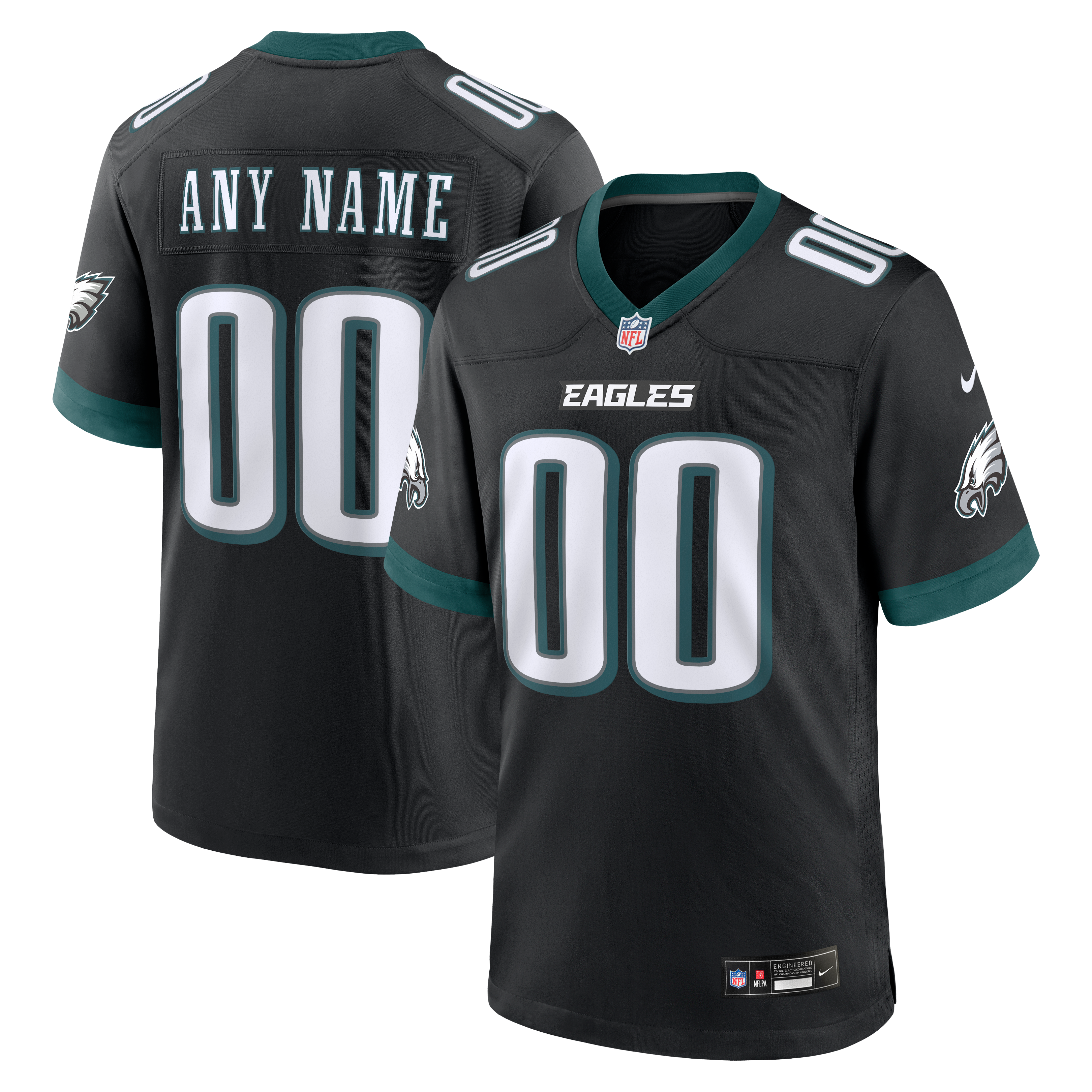 Men's Philadelphia Eagles Nike Black Alternate Custom Game Jersey