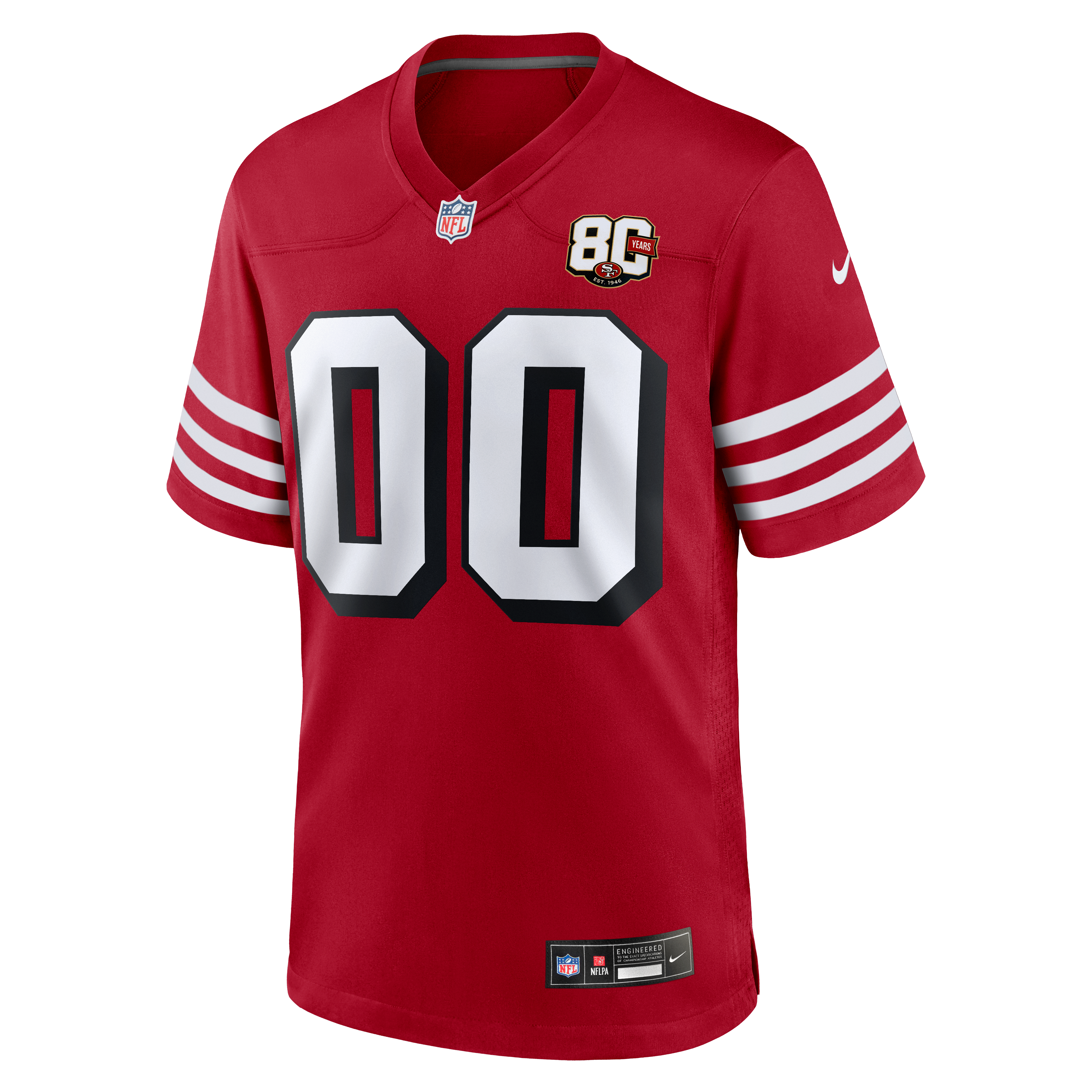 Men's San Francisco 49Ers Nike Scarlet 80Th Anniversary Alternate Custom Game Jersey